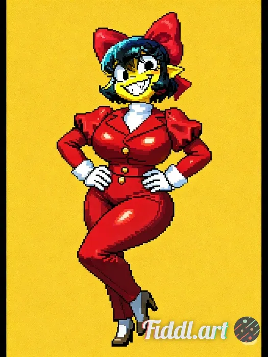 different pose of this character,  thick, legs, bust, small waist, same body, same grin