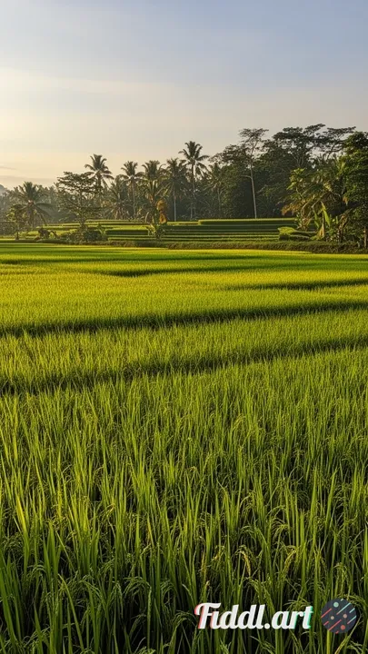 Afternoon view of beautiful and natural rice fields