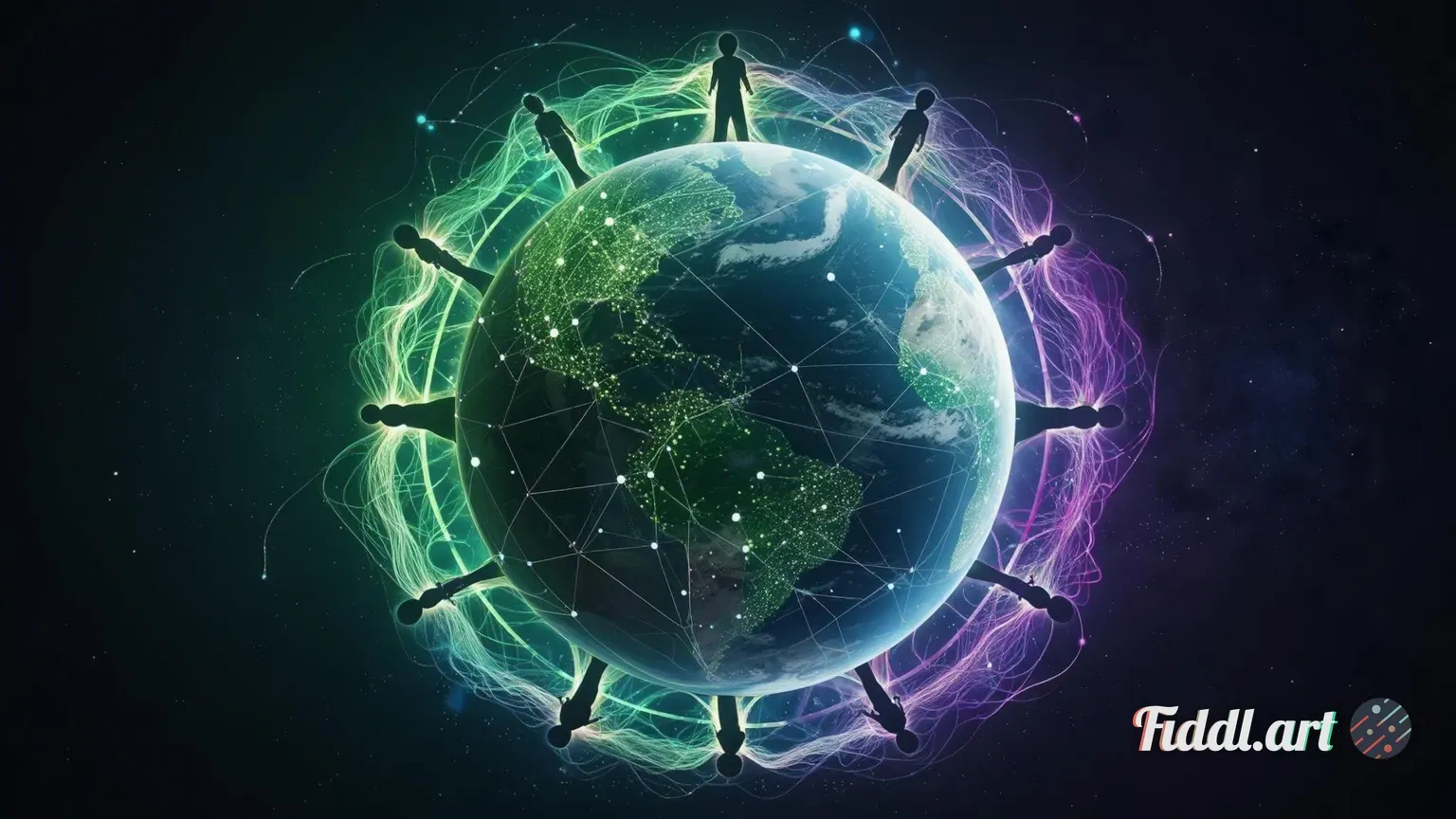 A luminous vision of Earth seen from space, glowing brightly as a symbol of care for the planet and 