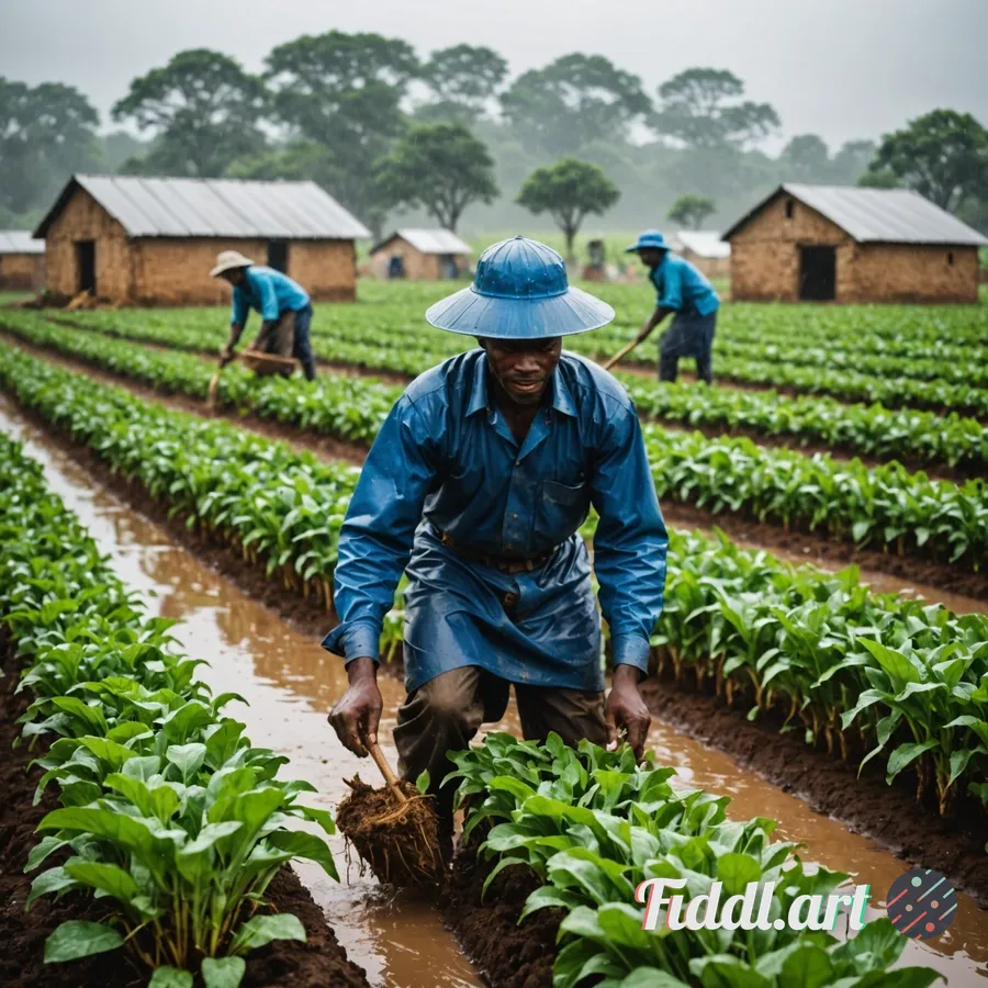 Media Index 0 | African  farming working in farm in rain