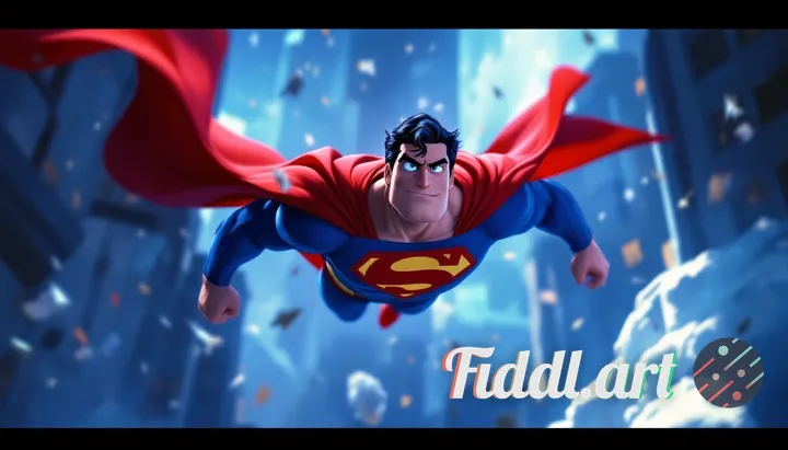 1990 style 2d disney animation stlye superman fly
