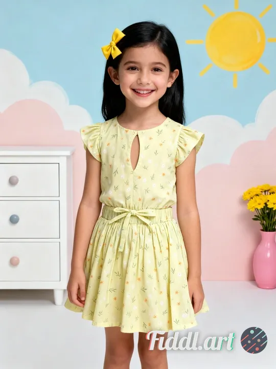 A cheerful indoor scene featuring a full figure of 9-10 years old child standing in a photo studio w