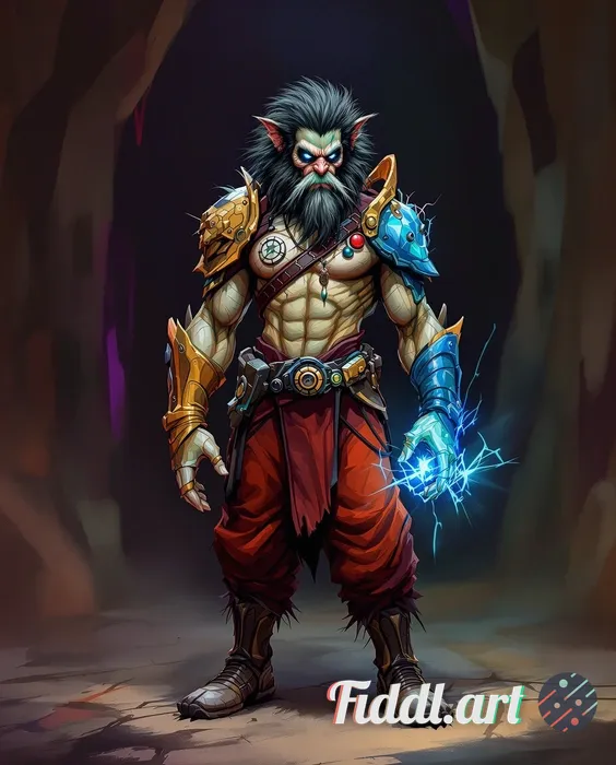 Transform this character into a painterly cinematic style inspired by Arcane, with hand-painted text