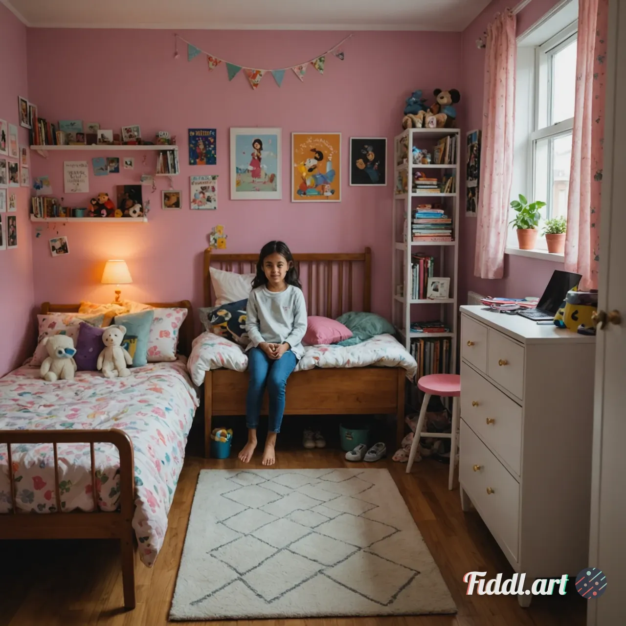 a girl in her bedroom