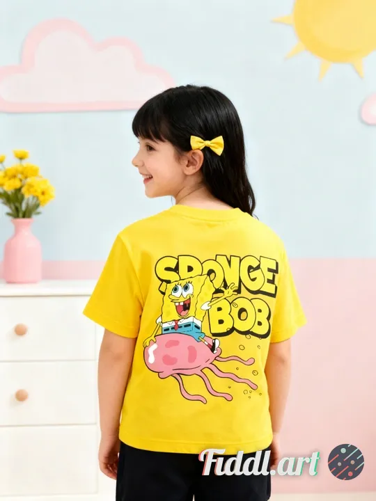 A cheerful indoor scene featuring a back view of full figure of 7-8 years old child standing in a ph