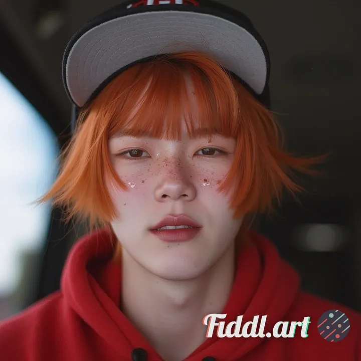 a young adult, male, with ginger hair that is dyed to a bleach blonde, hair is straight and hair len