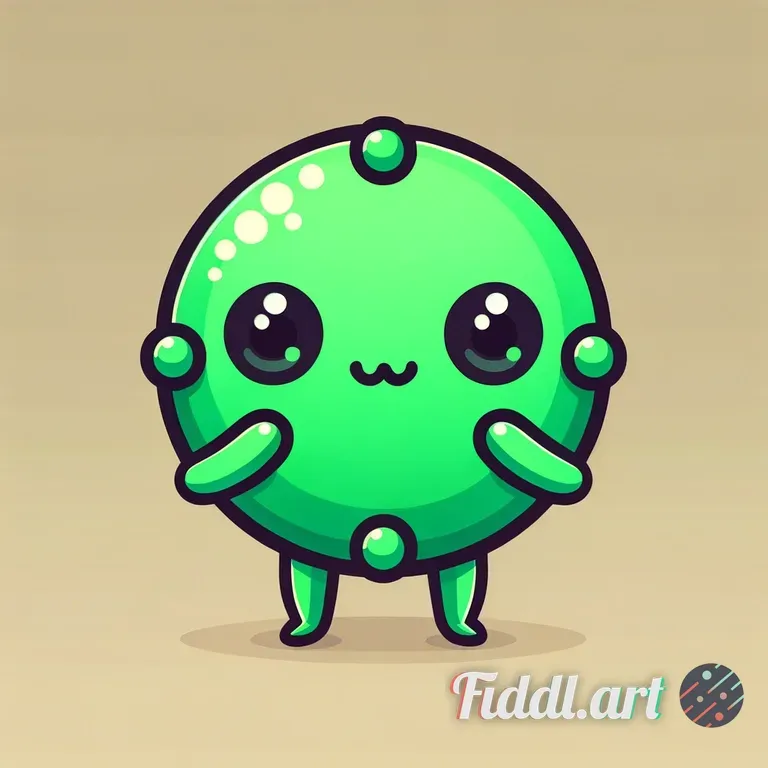 A cute cartoon mascot character designed to represent a friendly decentralized network. The characte