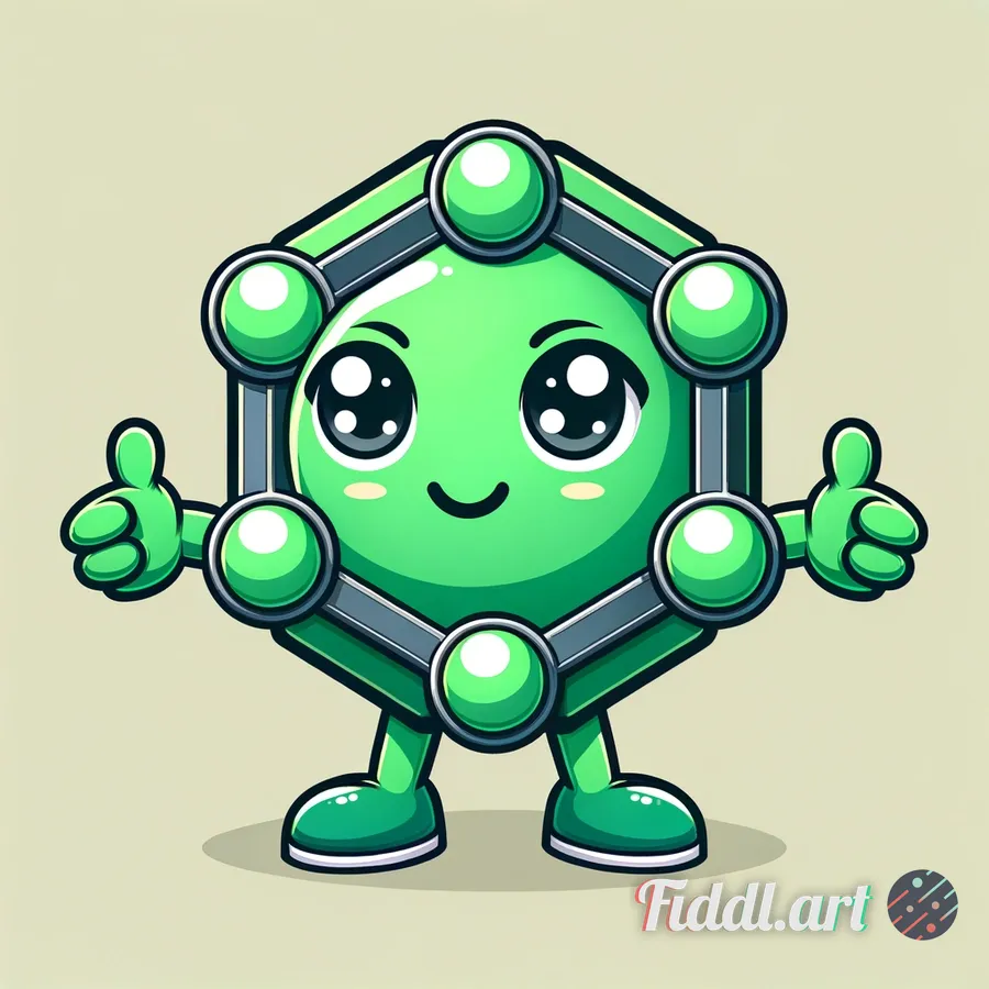 A cute cartoon mascot character designed to represent a friendly decentralized network. The characte