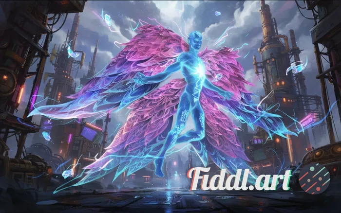 Transform this character into a painterly cinematic style inspired by Arcane, with hand-painted text