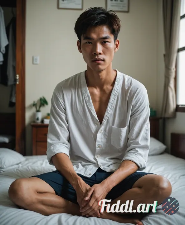 Vietnamese guy is tall, naturally beautiful body, a bit skinny, broad shoulders, big biceps, shirtle