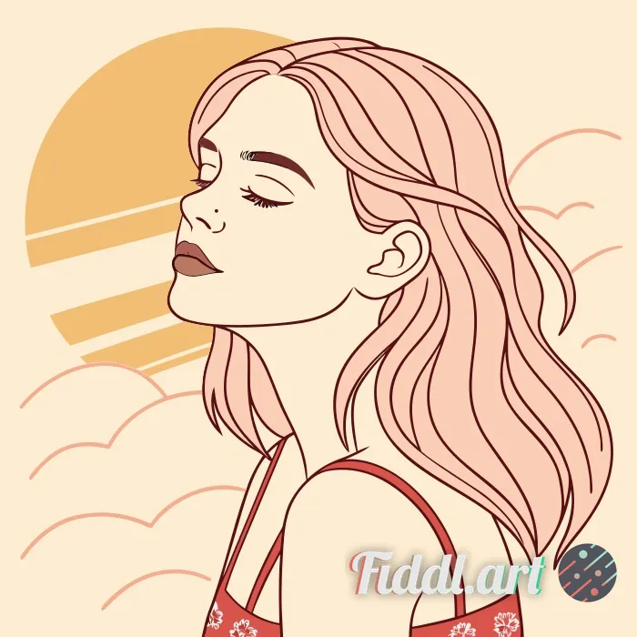 A young, Caucasian woman, early twenties, with long, voluminous, light pink, wavy hair. Her complexi