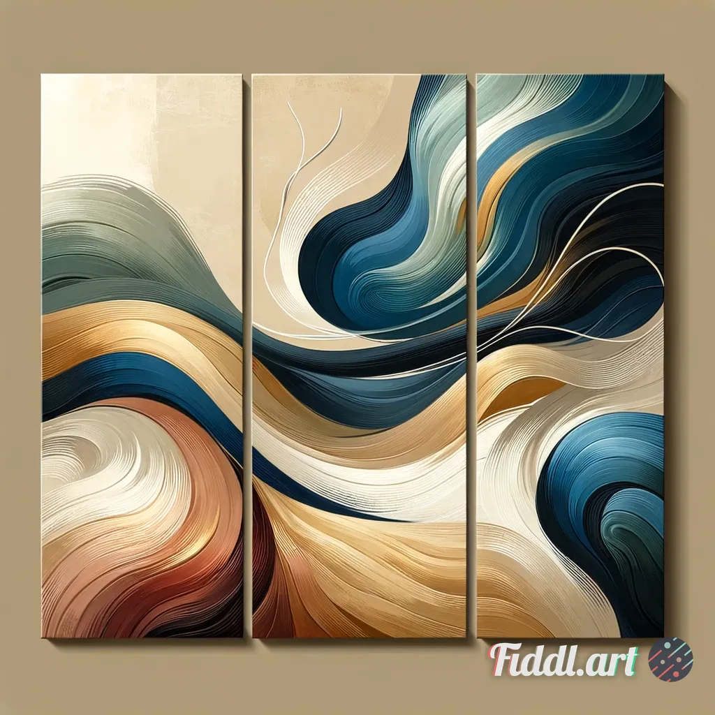 A stunning piece of wall art in a modern, abstract style: flowing shapes and bold color contrasts (d