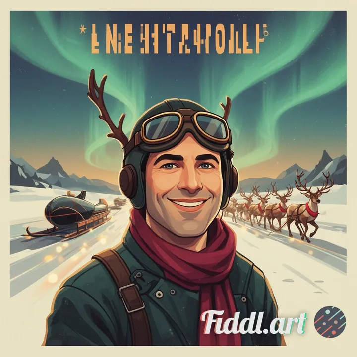 tight three-quarter (mid-thigh up), subject ≥ 75% of frame, eyes near top third, North Pole sleigh r