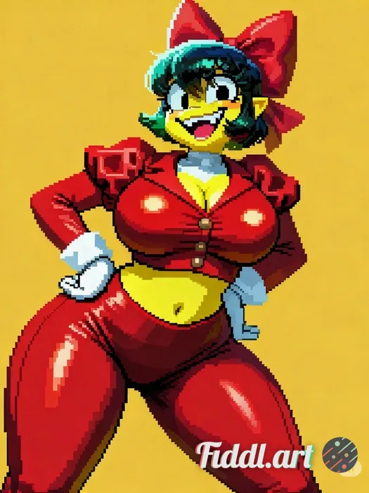different pose of this character,  thick, legs, bust, small waist, same body, same grin