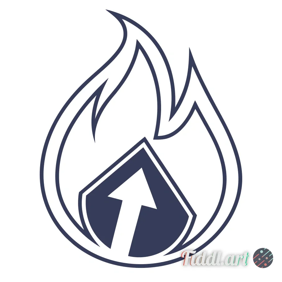 An solid icon for an upvote button, with a transparent background. The icon has a minimalistic flame