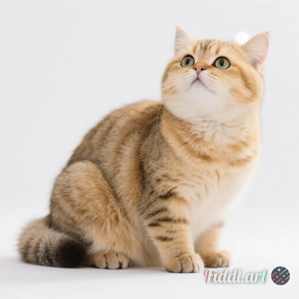 Media Index 0 | The golden tabby cat is squatting, with fluffy large eyes and a super cute expression, set against a