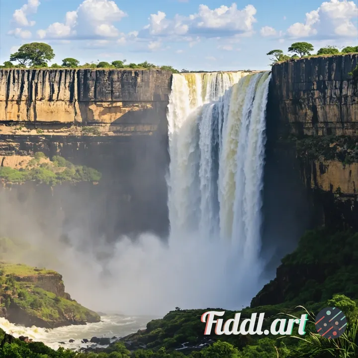cute picture montage of the victoria falls waterfalls in Zimbabwe with the water flowing down with a