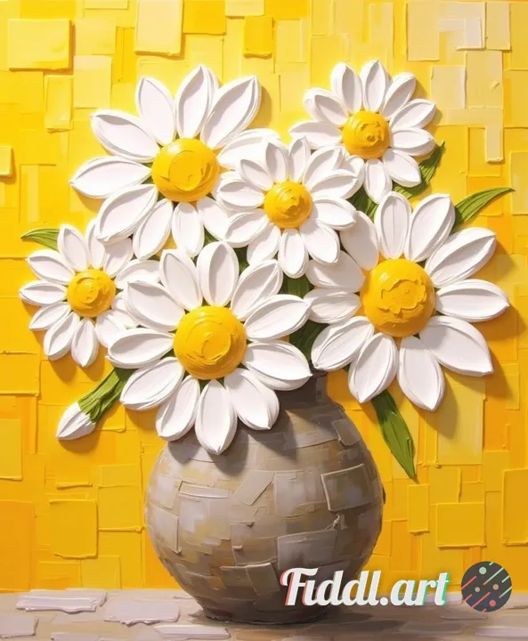 impasto flower art style, thick oil paint texture, heavy visible brushstrokes,
raised paint surface,