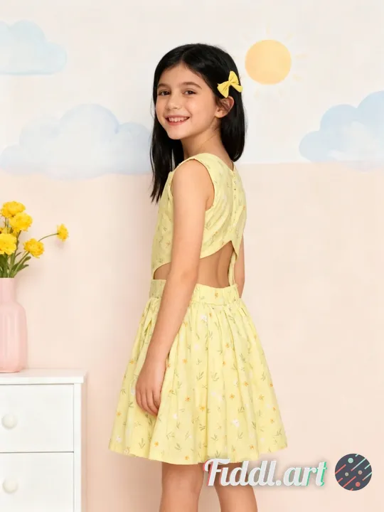 A cheerful indoor scene featuring a full figure of 9-10 years old child standing in a photo studio w