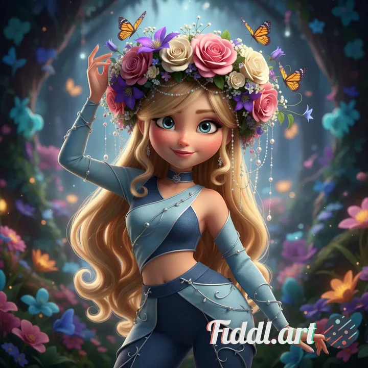 Ted Avery and Roald Dahl style, a beautifully sensual Pixar-style girl with a heart-shaped face and 