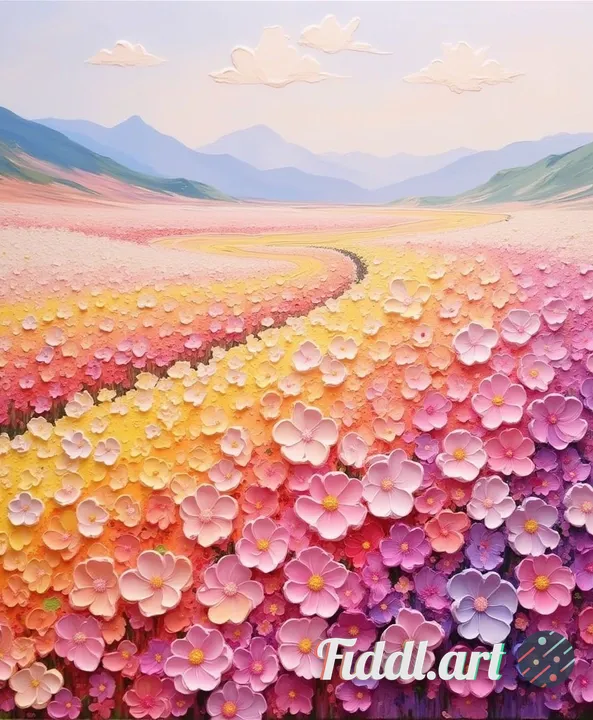 impasto flower art style, thick acrylic paint texture, heavy visible palette-knife strokes,
raised a