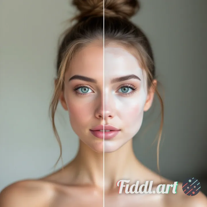 Do NOT change anything physical, nothing at all. Just change the color of skin, make it a tad whiter