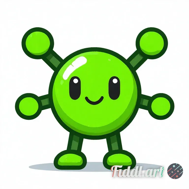 A cute cartoon mascot character designed to represent a friendly decentralized network. The characte