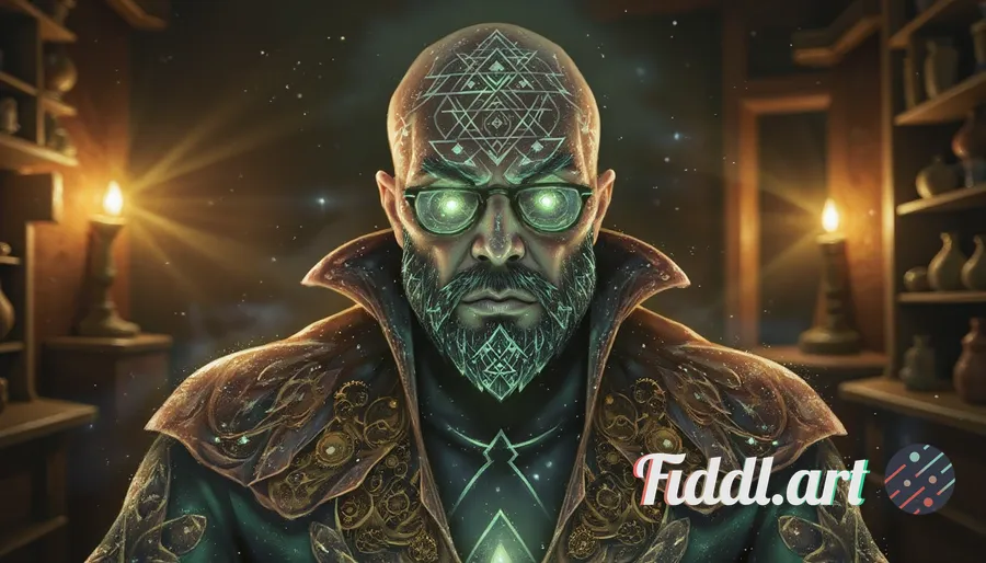 A hyper-detailed portrait of a male clockmaker with a steampunk twist, his skin is textured like rus