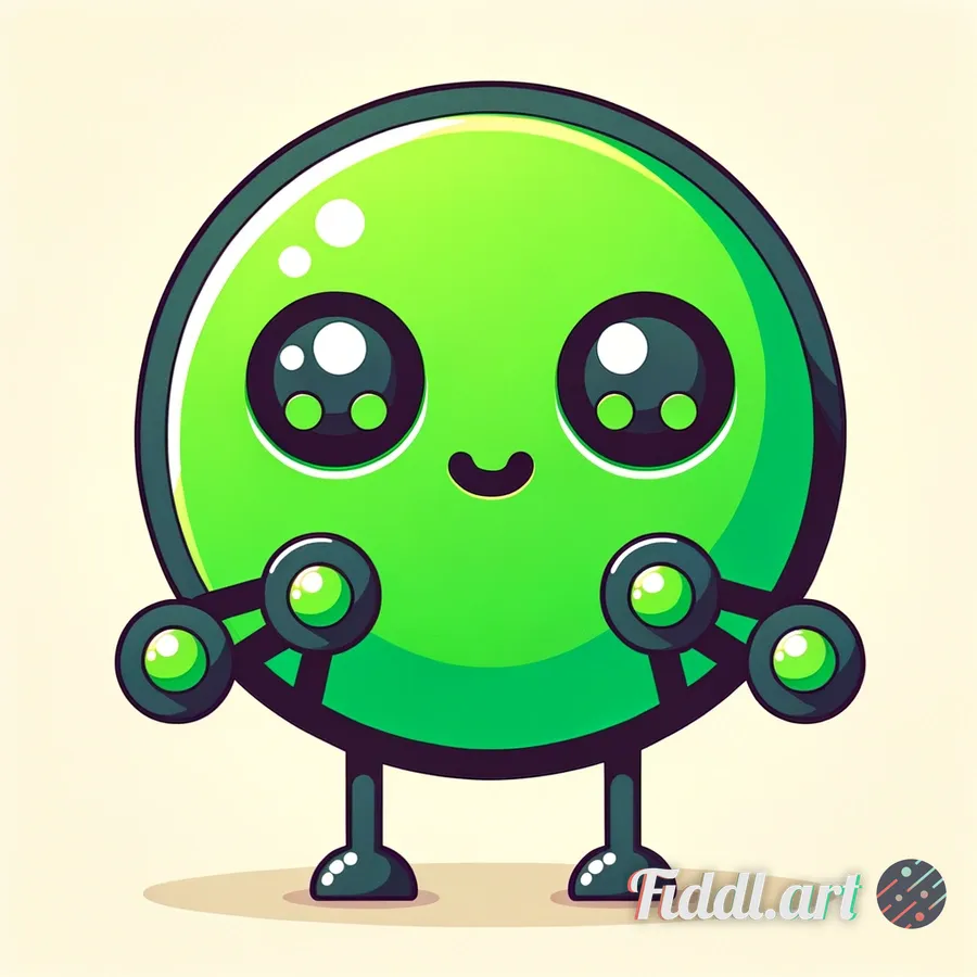 A cute cartoon mascot character designed to represent a friendly decentralized network. The characte