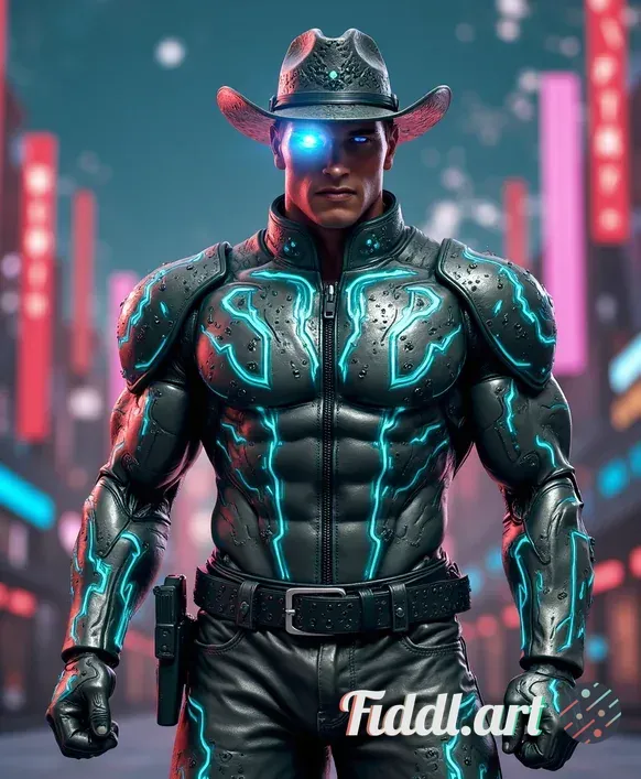 A striking male Cybernetic Sheriff action figure, designed with intricate details showcasing a blend