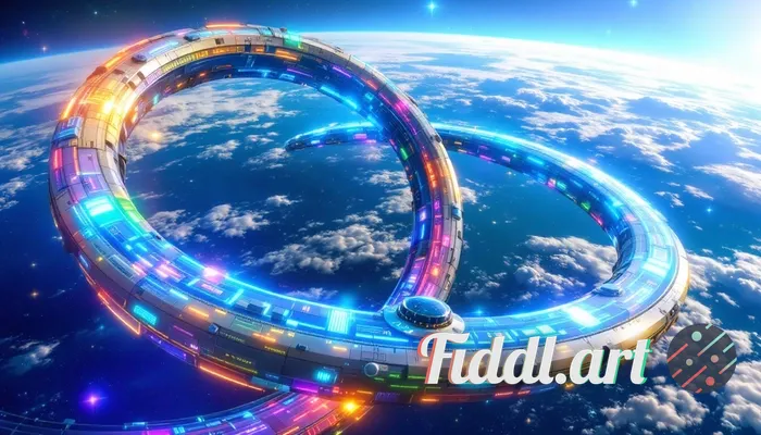 a hadron collider designed as a giant ring encircling the Earth, showcasing advanced scientific tech