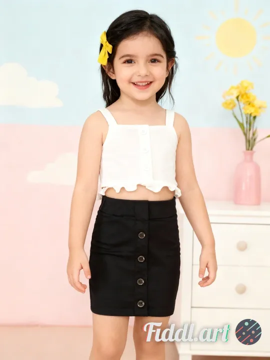 A cheerful indoor scene featuring a full figure of 2-3 years old child standing in a photo studio wi