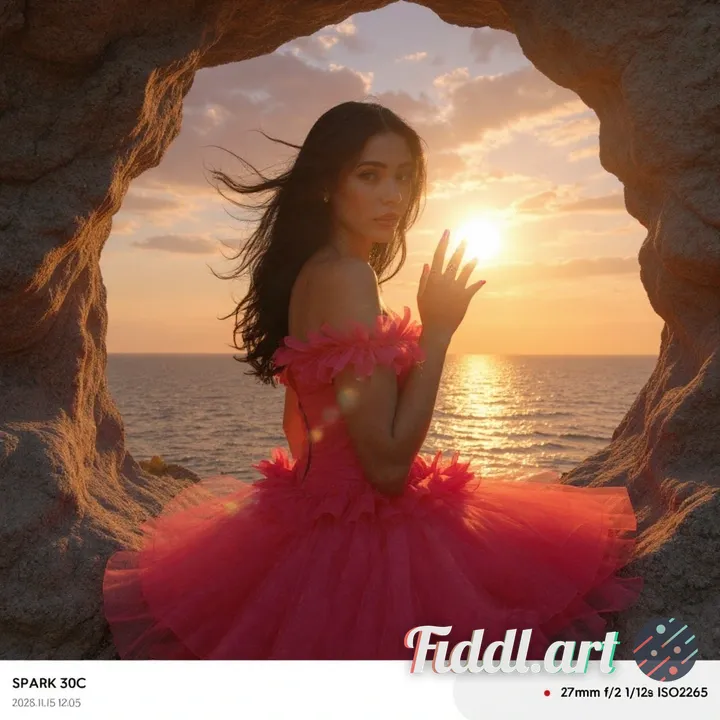 Reimage create a woman as She swallows a full-length portrait of a young woman sitting inside a natu