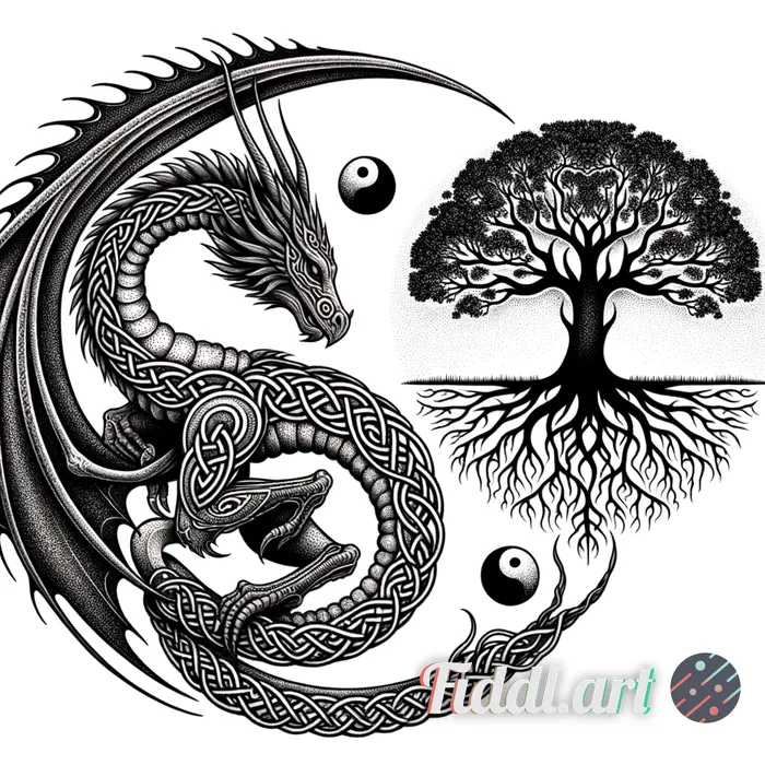 “A shoulder-cap cover-up tattoo design: a wingless serpentine dragon (Celtic wyrm) forming a bold ou