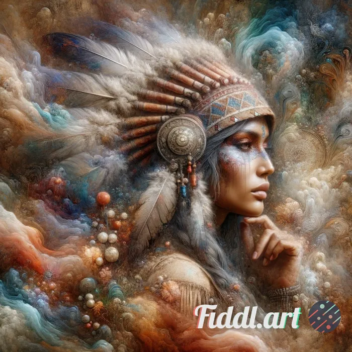 Pocahontas, Cinematic quality, hyper-realistic rendering, rich textures, and high-definition detail.
