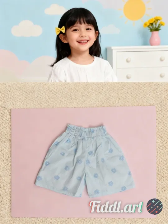 A cheerful indoor scene featuring a full figure of 6-7 years old child standing in a photo studio wi