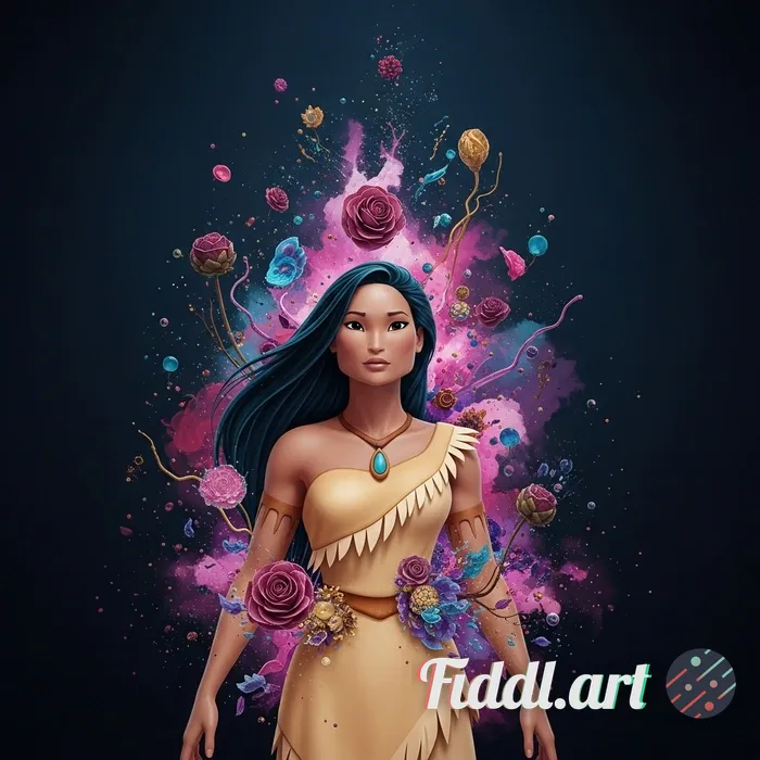 Pocahontas, Cinematic quality, hyper-realistic rendering, rich textures, and high-definition detail.