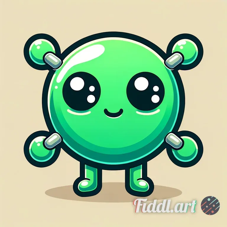 A cute cartoon mascot character designed to represent a friendly decentralized network. The characte
