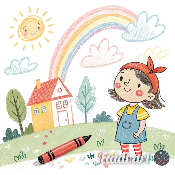 make a drawing with a more childrens book coloring style, more rough and no clear lines, rather they