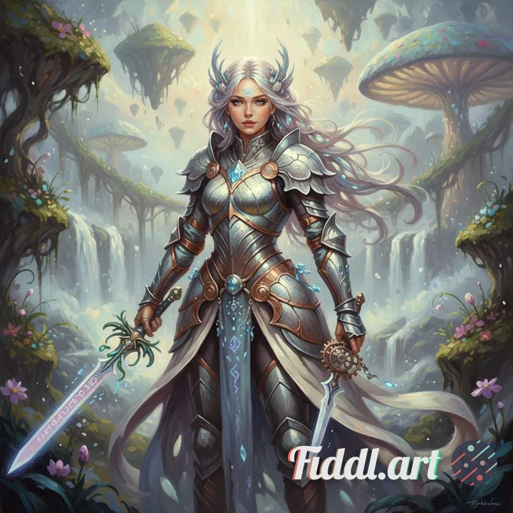 Ultra-realistic oil painting of a 16-year-old fairy-punk princess knight, radiating mysterious and p