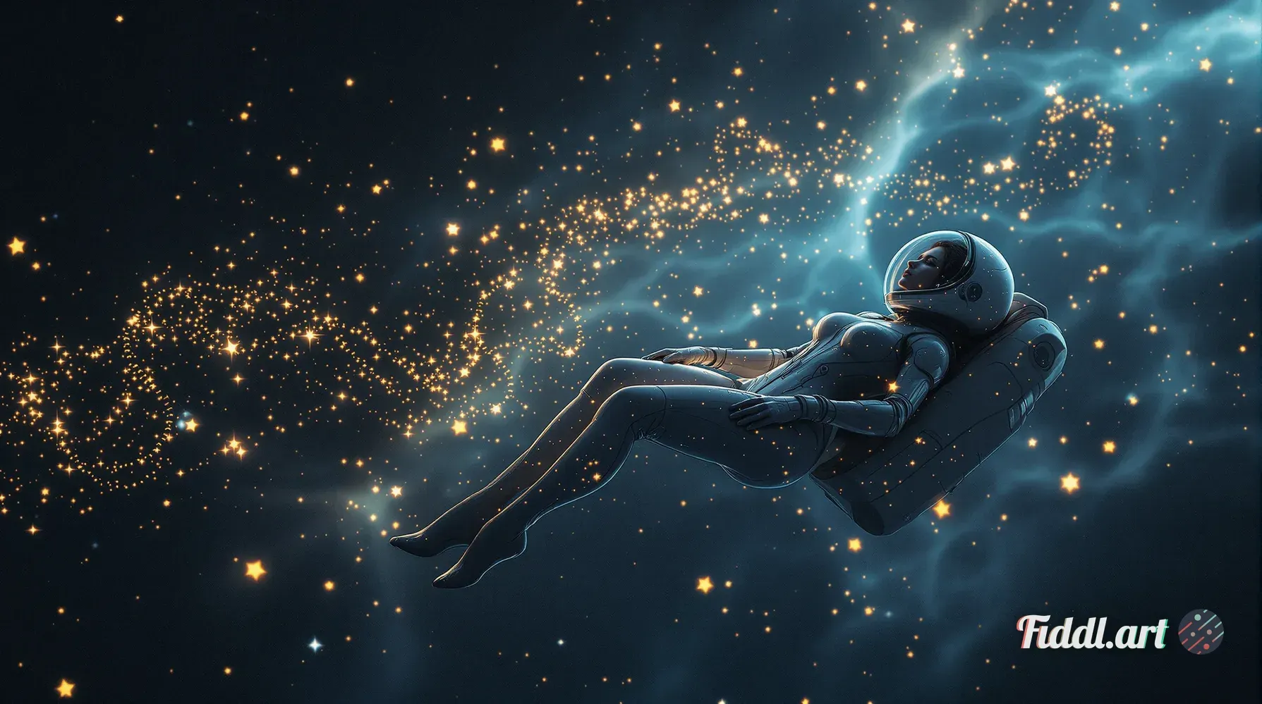 Media Index 0 | A hyper-realistic, masterpiece-level photograph:1.3 of a woman gracefully floating in the cold, dark