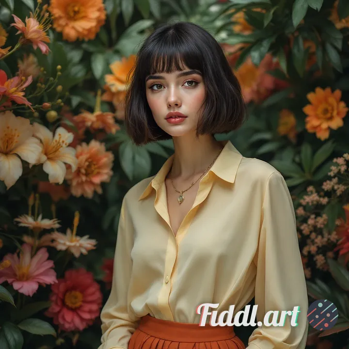 In the artistic style of Nikoleta Sekulovic, envision a striking portrait of a woman with a chic bob