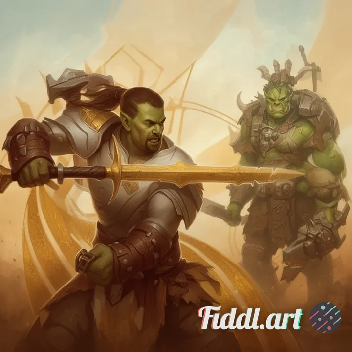 add an ork in the background using the same  exact style..same tones and styles and definitions and 