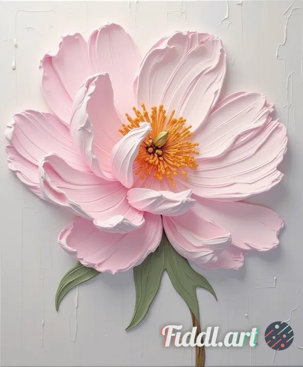 a single blooming peony centered on canvas,
impasto flower art style, thick oil paint texture, heavy