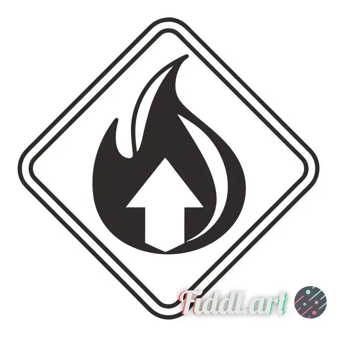 An solid icon for an upvote button, with a transparent background. The icon has a minimalistic flame