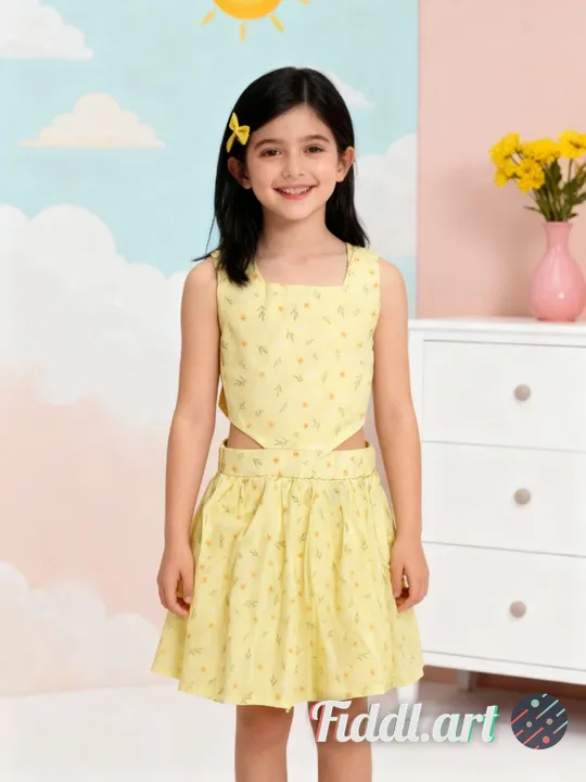 A cheerful indoor scene featuring a full figure of 9-10 years old child standing in a photo studio w