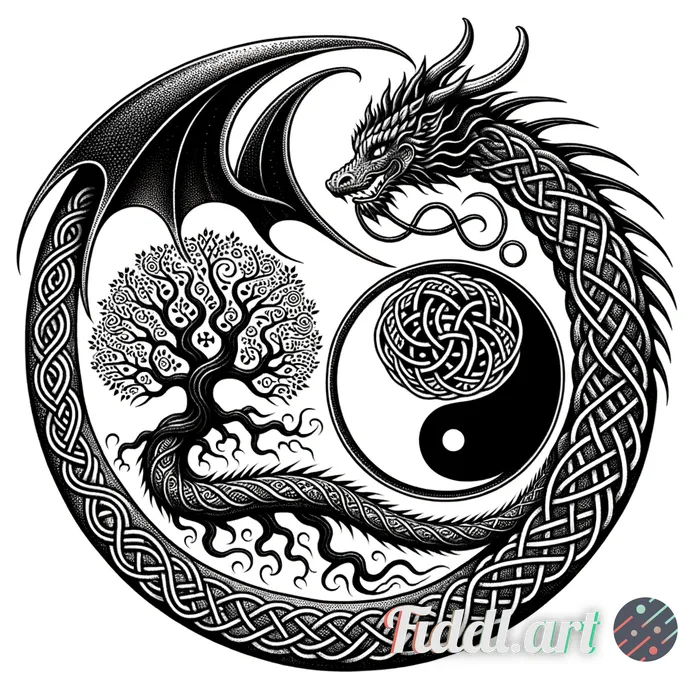 “A shoulder-cap cover-up tattoo design: a wingless serpentine dragon (Celtic wyrm) forming a bold ou