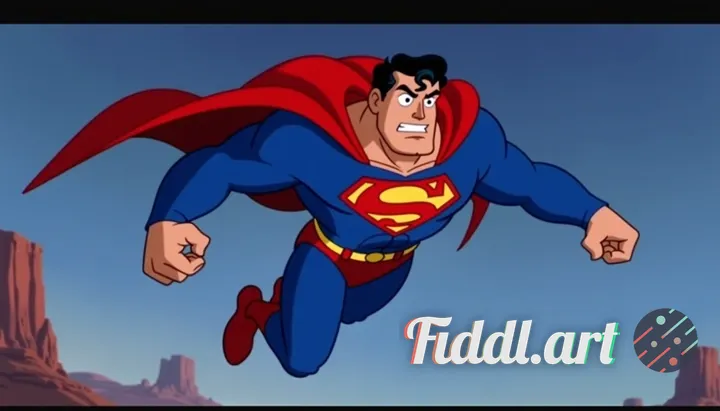 1990 style 2d disney animation stlye superman fly