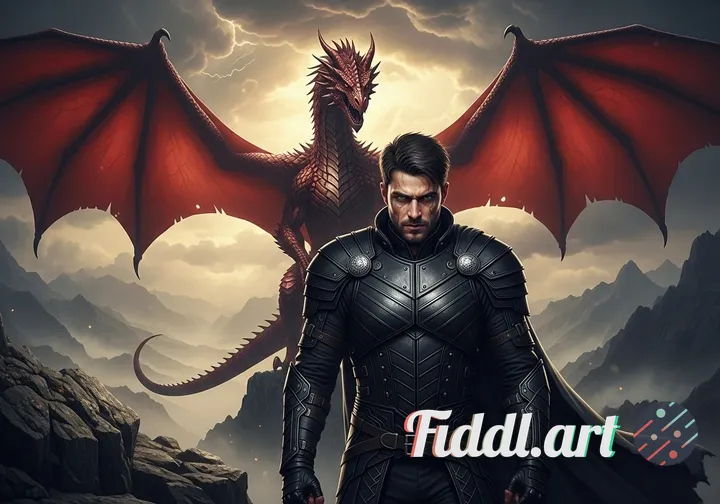 epic fantasy scene, cinematic wideshot 2:1 aspect ratio, a close up of  brooding male hero with shar