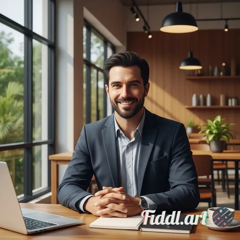 A hyper-realistic professional portrait of me, sitting in a modern coworking space in Thailand. The 